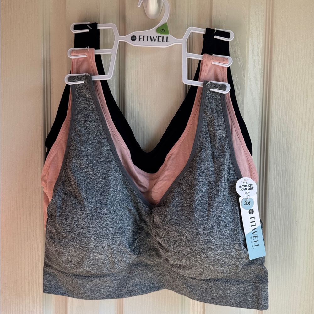NWT SET OF THREE FITWELL WIRELESS COMFORT BRAS